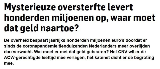 Oversterfte levert honderden miljoenen op. image